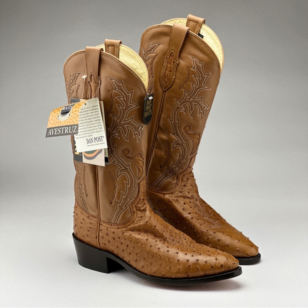 Dan Post Avesteuz Brown Genuine Ostrich Leather Boot size 9.5 Style 2303